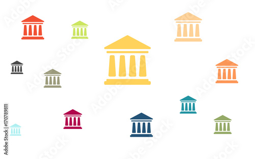 Viele bunte Bankgebäude