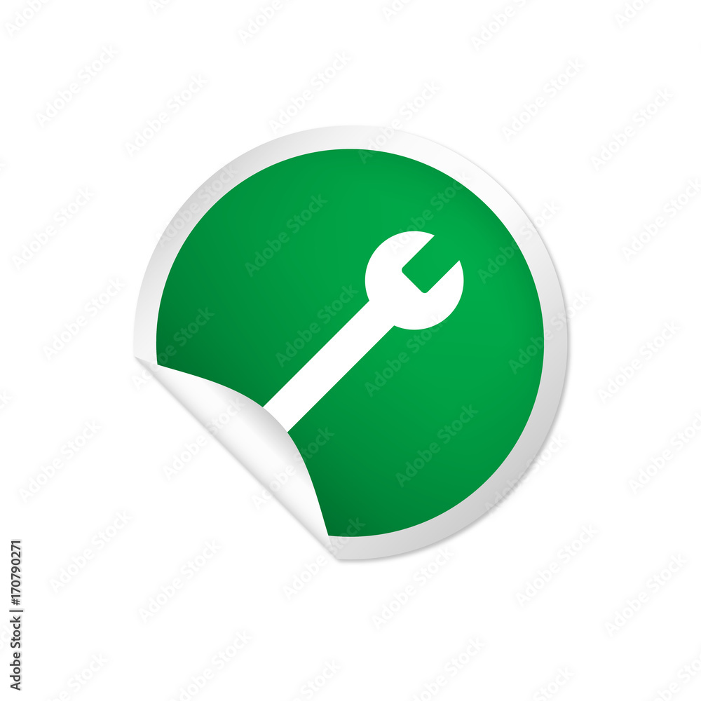 runder Sticker grün - Schraubenschlüssel runder Sticker grün - Schraubenschlüssel