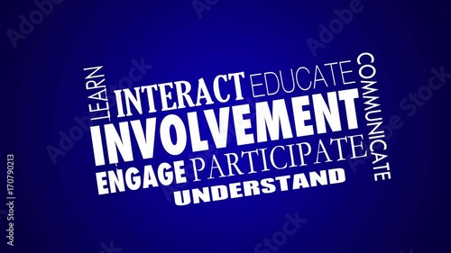 Involvement Engage Participate Interact Word Collage 3d Animation