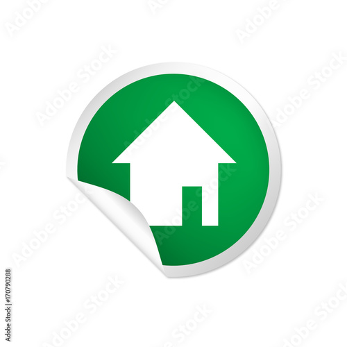 runder Sticker grün - Haus