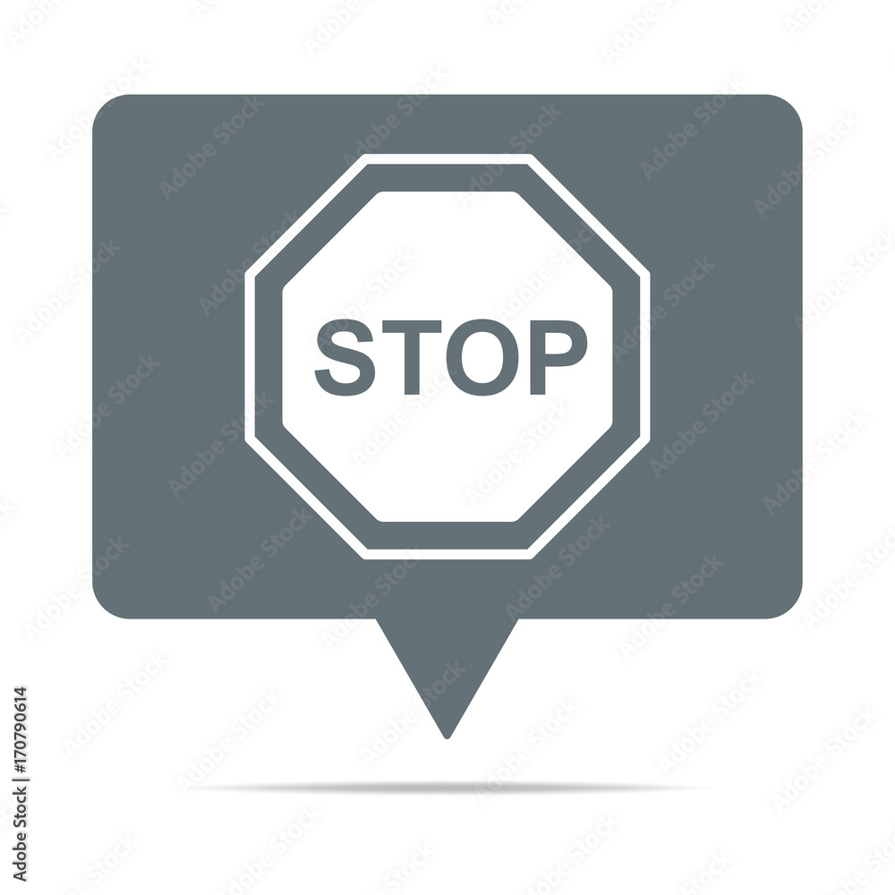 Graue Sprechblase mit Stopschild Graue Sprechblase mit Stopschild