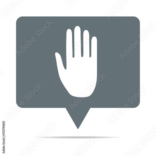 Graue Sprechblase mit Hand