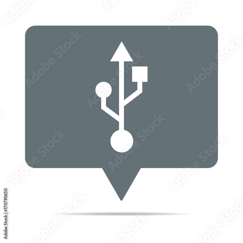 Graue Sprechblase mit Kabel