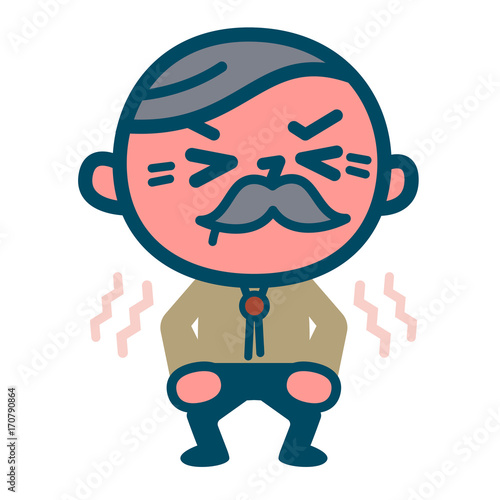 我慢するシニア男性