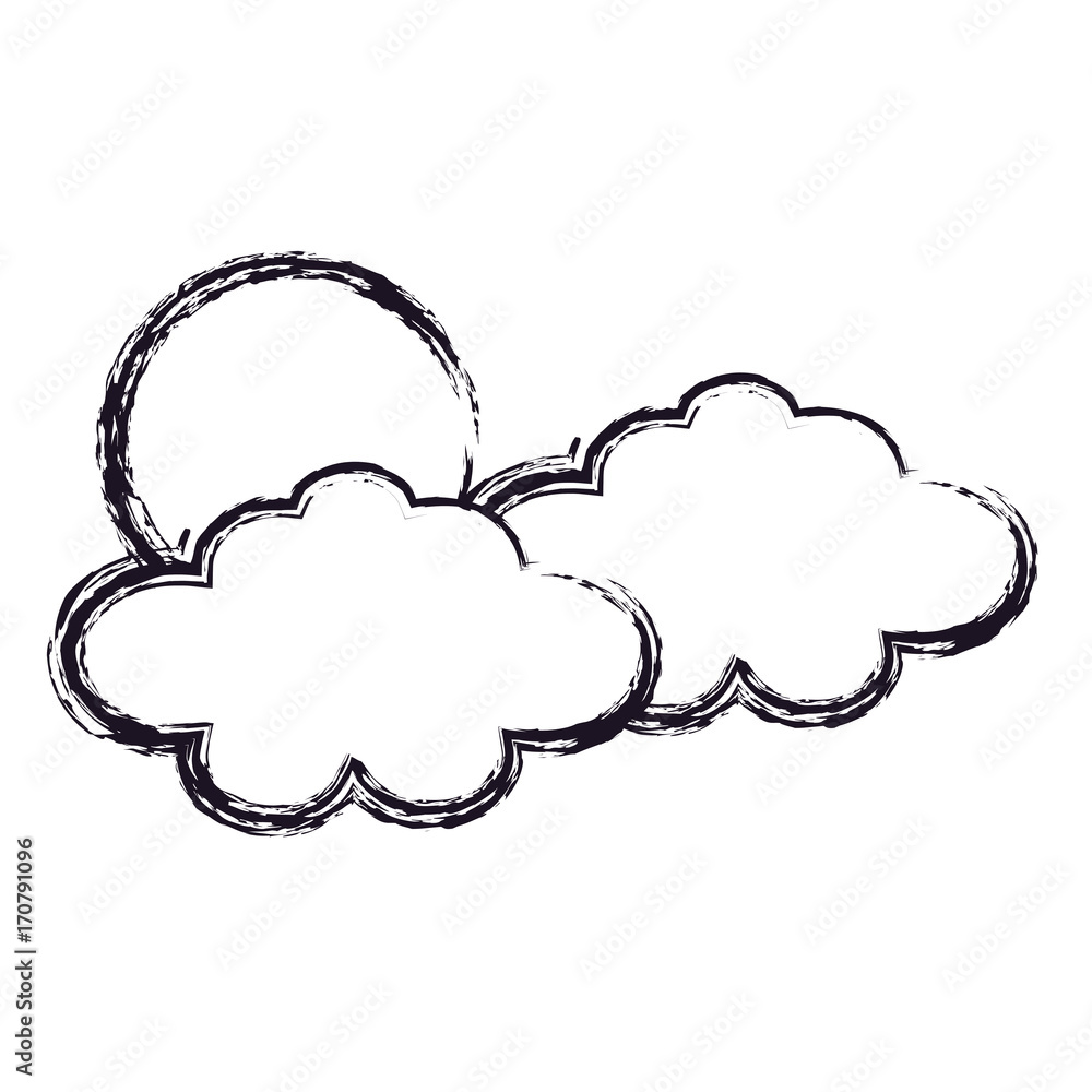 clouds and sun icon over white background vector illustration clouds and sun icon over white background vector illustration