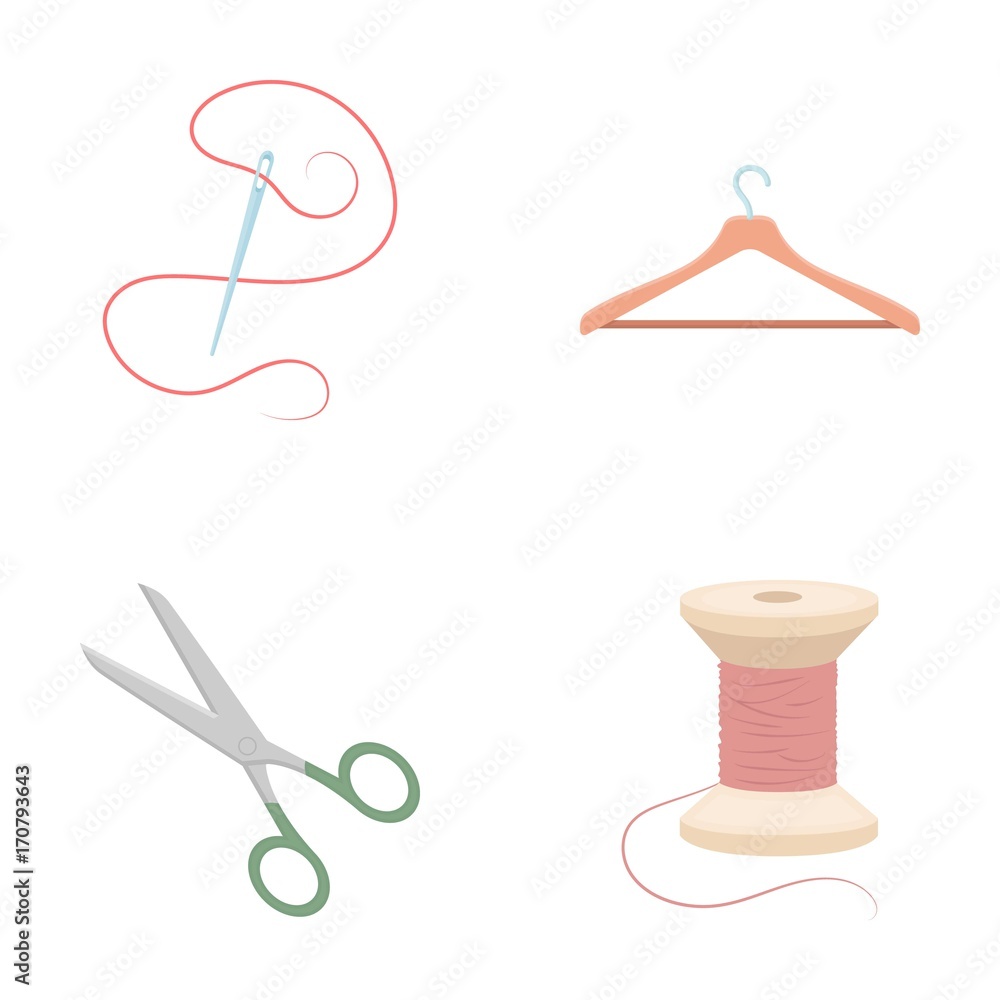 Cartoon Scissors Needle And Thread