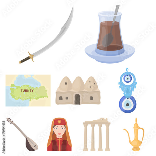 Turkey set icons in cartoon style. Big collection of Turkey vector symbol stock illustration