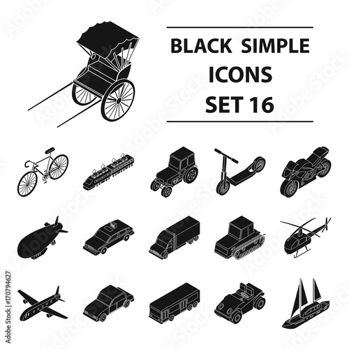 Transportation set icons in black style. Big collection of transportation vector symbol stock illustration