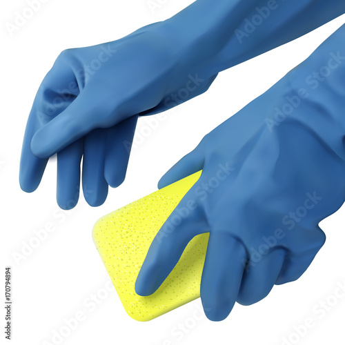 Blue gloves with sponge