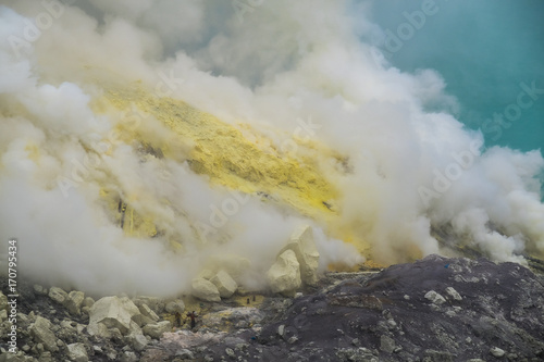 Kawah Ijen volcano in East Java Indonesia