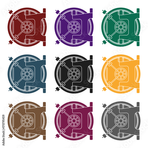 Bank vault icon in black style isolated on white background. Money and finance symbol stock vector illustration.