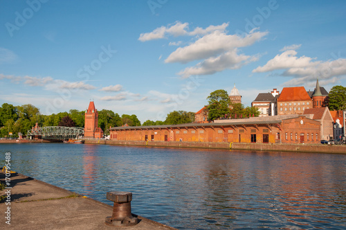 The old harbor in Lubeck Germany photo