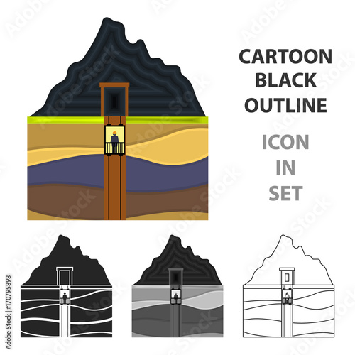 Mine shaft icon in cartoon style isolated on white background. Mine symbol stock vector illustration.