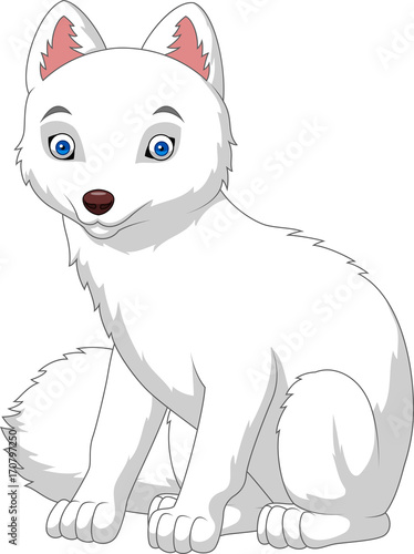 Cartoon arctic fox isolated on white background