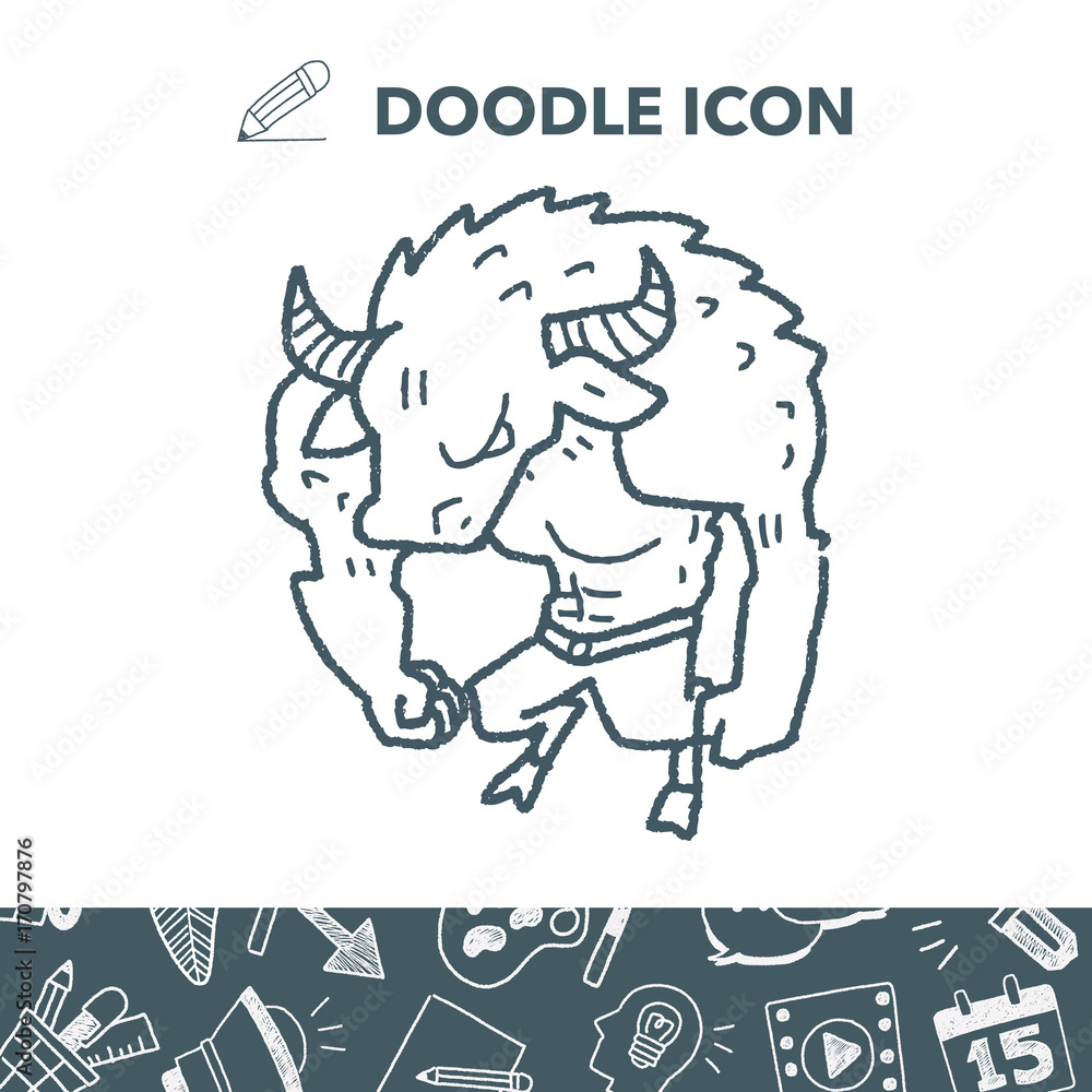 Fototapeta premium bull monster doodle
