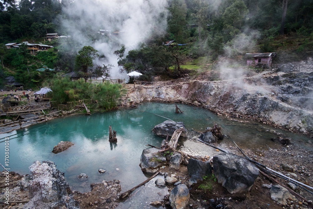Hot Springs inside crater of volcano, Kawah Cibuni (Rengganis), Ciwidey,  Bandung, Indonesia Stock-Foto | Adobe Stock