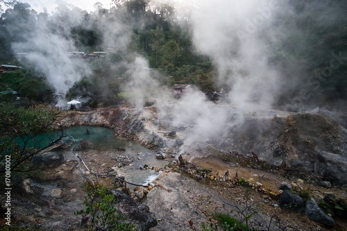Kawah Cibuni (Rengganis) - Hot Springs inside crater of volcano, near famous landmark Kawah Putih, Ciwidey, Bandung, Indonesia