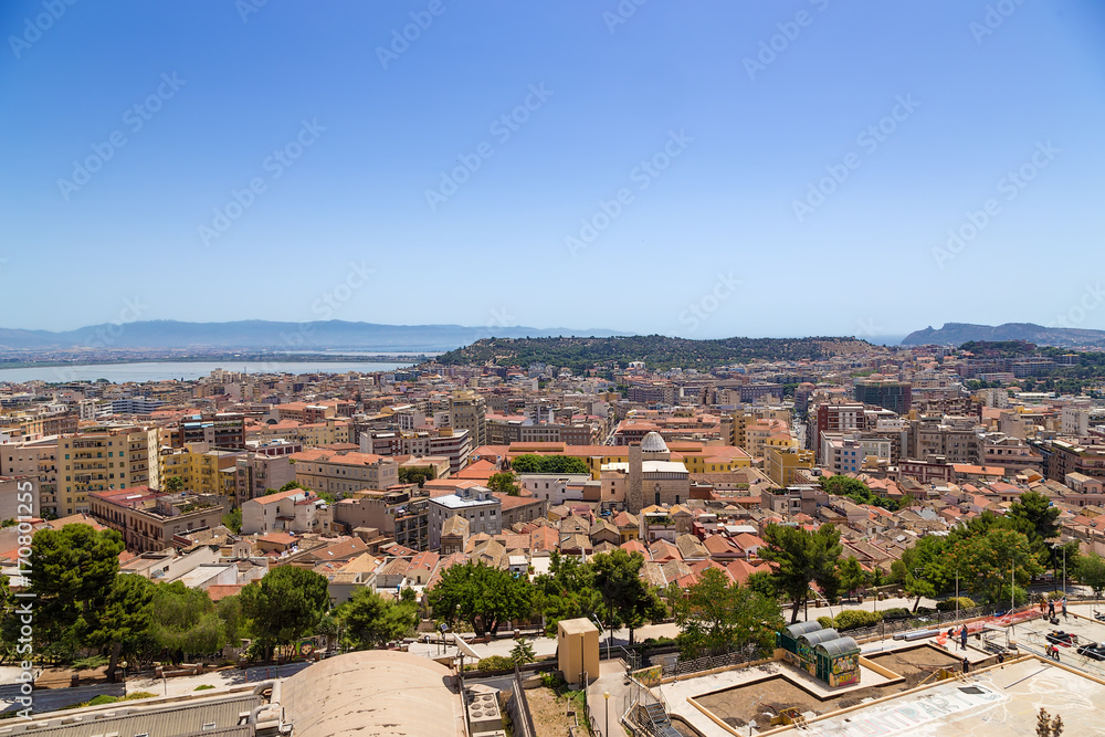 Cagliari, Sardinia, Italy. A picturesque view of the city from the top