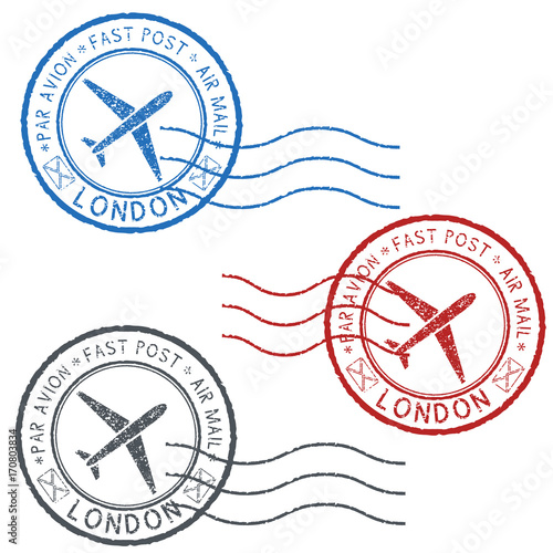 Postal colored stamps with LONDON title. Round postmarks