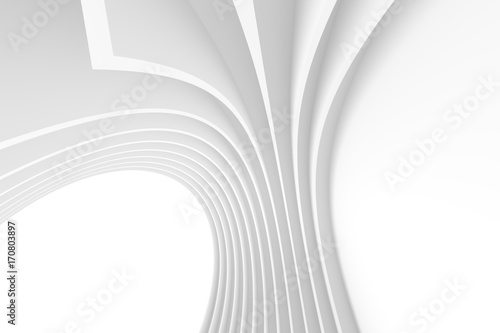 Abstract Circular Building Construction. White Architecture Background