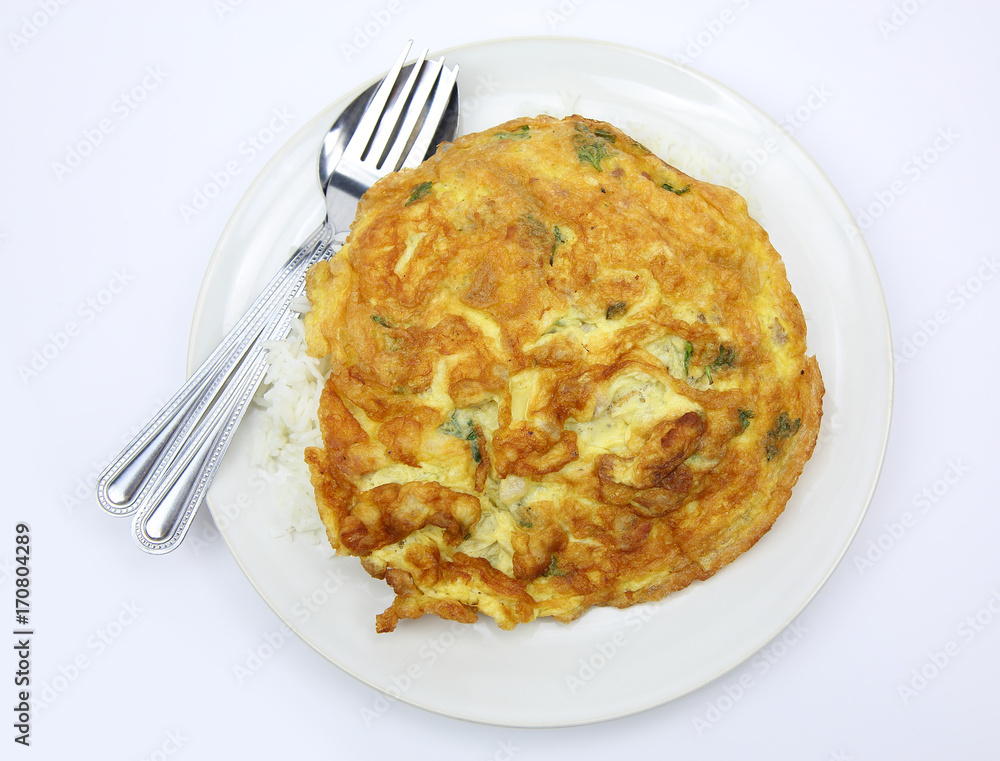 Tasty Omelet and rice,Thai menu. Tasty Omelet and rice,Thai menu.
