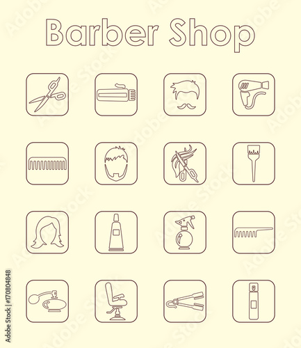 Set of barber shop simple icons
