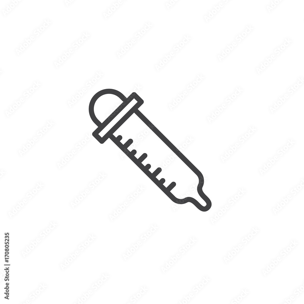 Dropper line icon, outline vector sign, linear style pictogram isolated on white. Symbol, logo illustration. Editable stroke Dropper line icon, outline vector sign, linear style pictogram isolated on white. Symbol, logo illustration. Editable stroke
