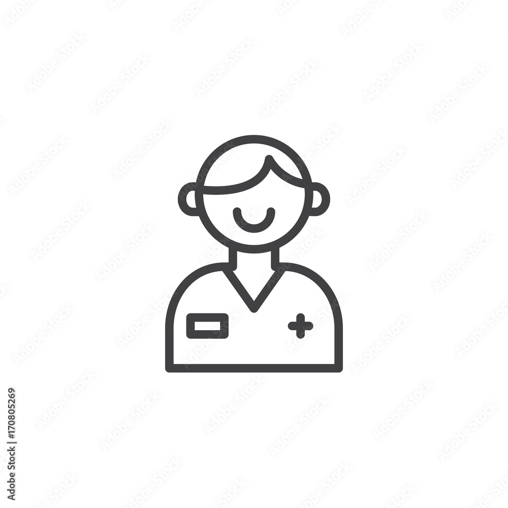 Doctor line icon, outline vector sign, linear style pictogram isolated on white. Symbol, logo illustration. Editable stroke Doctor line icon, outline vector sign, linear style pictogram isolated on white. Symbol, logo illustration. Editable stroke