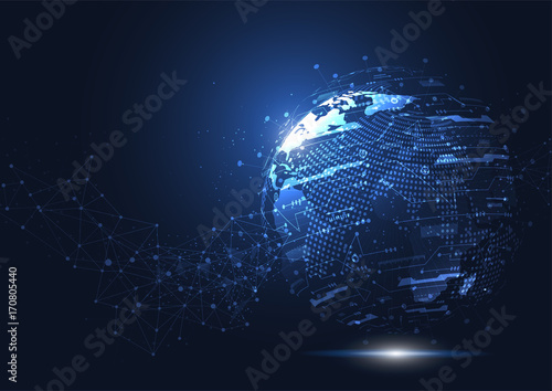 Business global network connection. World map point and line composition concept of global business. Vector Illustration