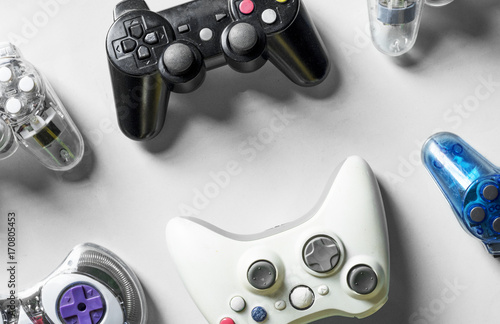 Game console isolated on background photo