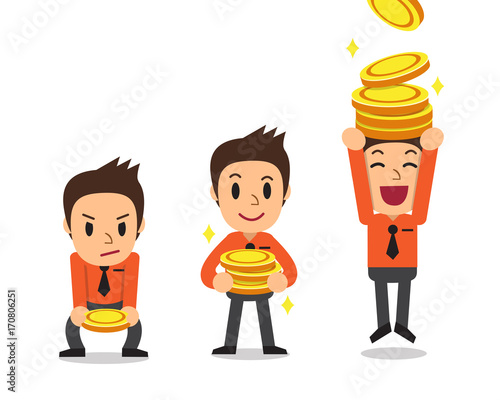 Cartoon businessman with money coins