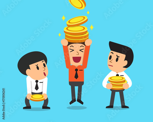 Cartoon businessmen with money coins