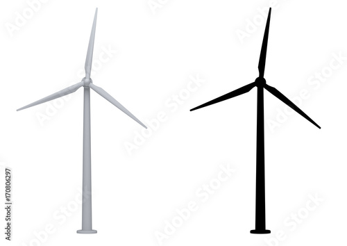 wind turbines isolated on white background