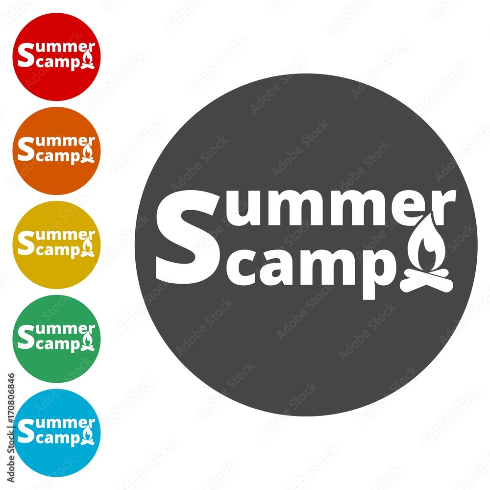 Summer camp icons set - Illustration Summer camp icons set - Illustration