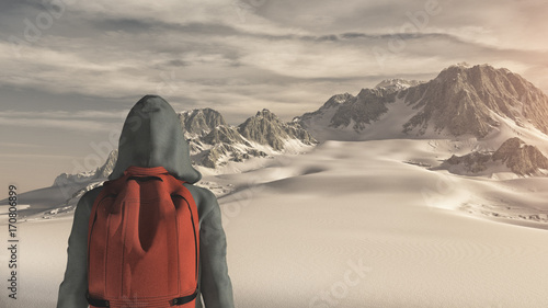 Young man up the mountain