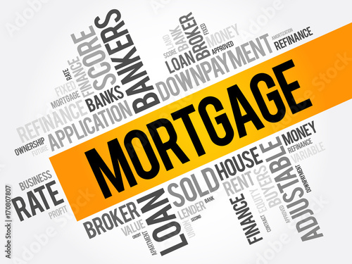 Mortgage word cloud collage, business concept background