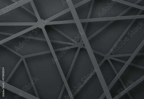 Vector black background template with intersecting lines with shadow.
