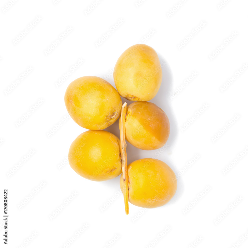 yellow raw dates isolated on white background yellow raw dates isolated on white background