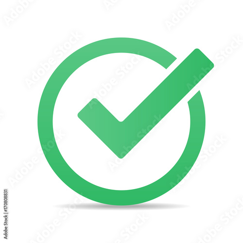 Green tick checkbox vector illustration isolated on white background