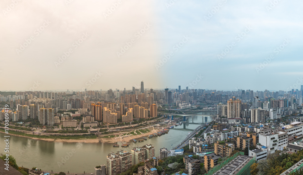 panoramic view of cityscape,midtown skyline,shot in Chongqing,China.