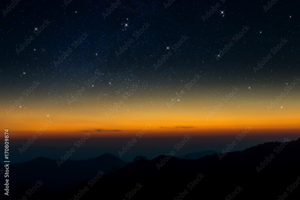 Fototapeta premium Silhouettes Mountain and Sky