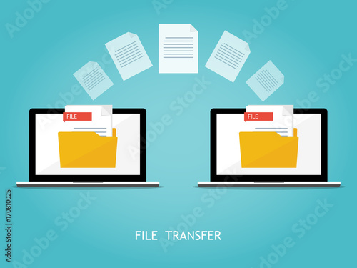 laptop file transfer vector
