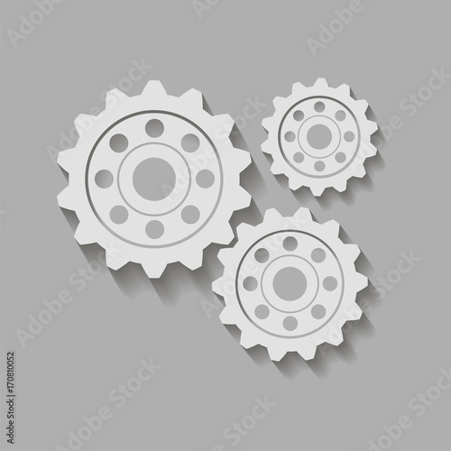 Gears on a gray background. Vector illustration.