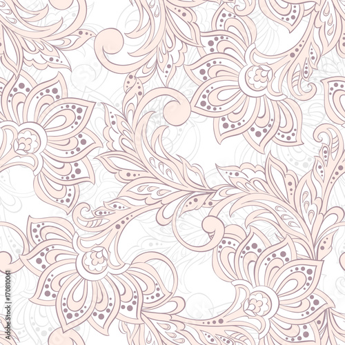 ethnic flowers seamless pattern. floral vector background