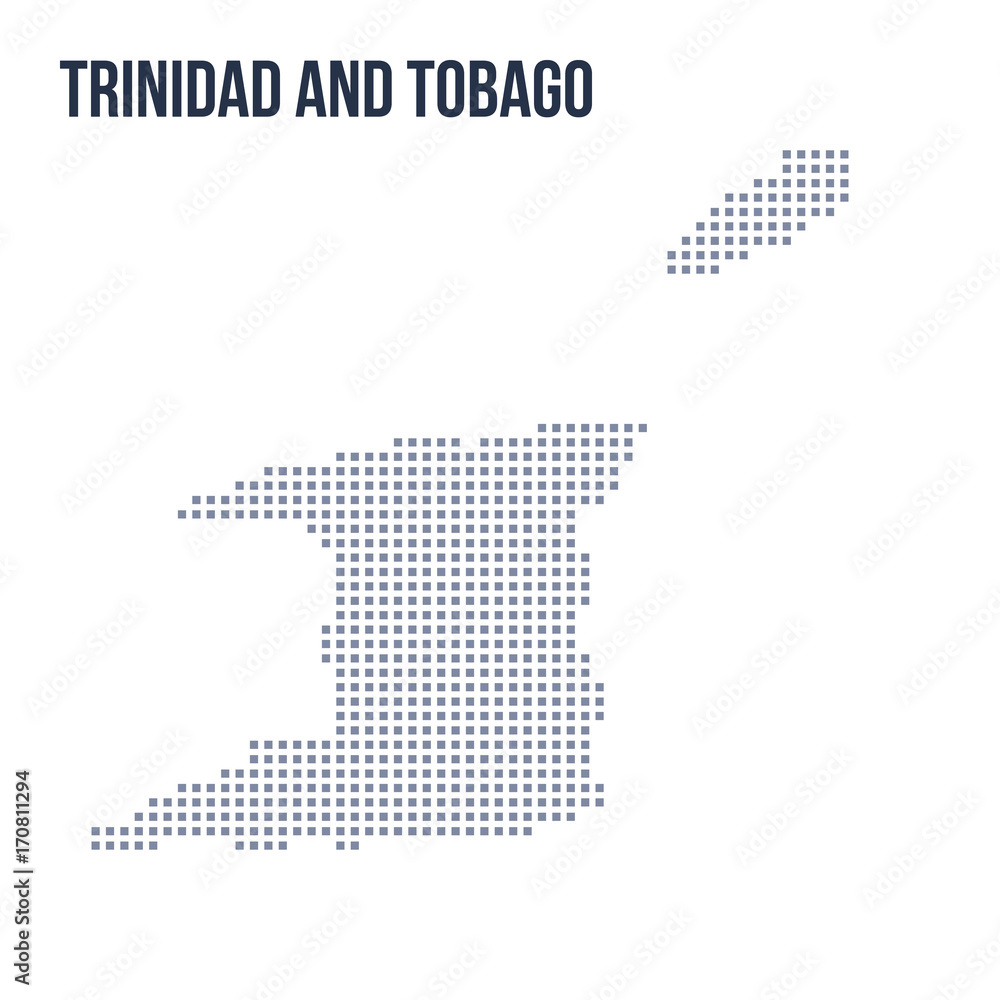 Vector pixel map of Trinidad and Tobago isolated on white background