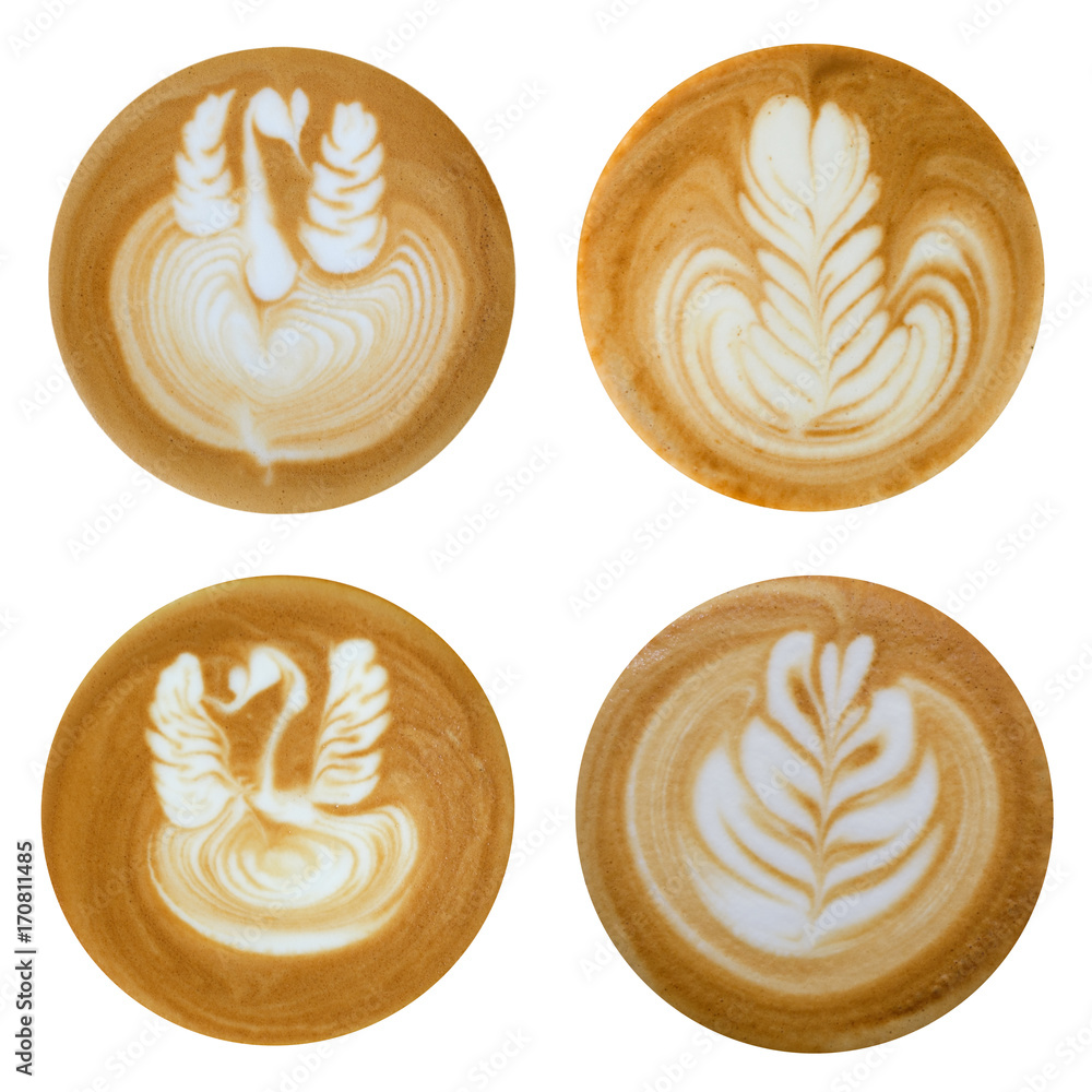 Fototapeta premium latte art heart shapes on white background