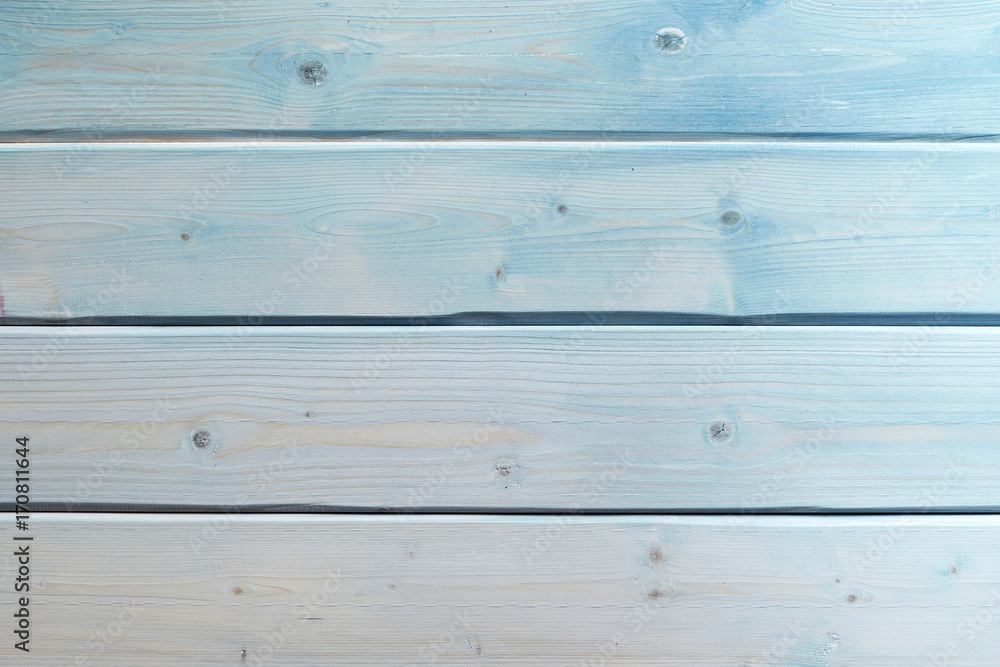 Stained light blue timber plank background