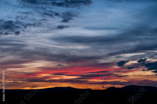 Majestic sunset in the mountains landscape