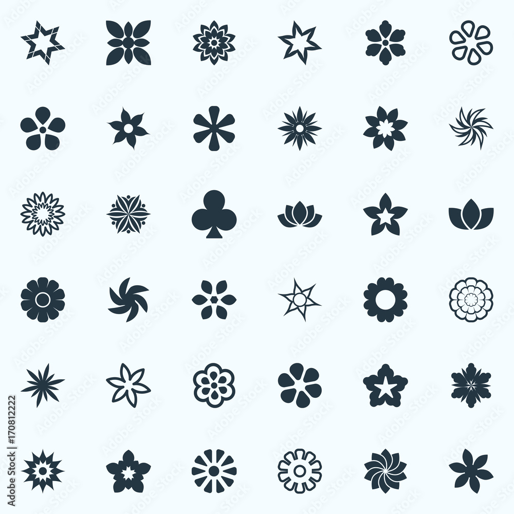 Vector Illustration Set Of Simple Blossom Icons. Elements Daisy ...