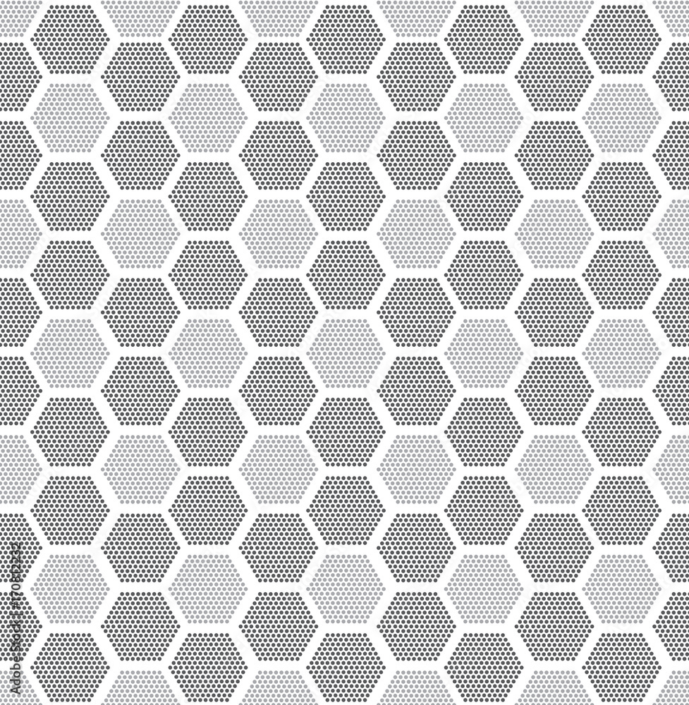 Modern stylish texture. Repeating geometric tiles with filled with dotted hexagons. Regular hipster background. Small circles form hexagonal minimalistic ornament.Vector Modern stylish texture. Repeating geometric tiles with filled with dotted hexagons. Regular hipster background. Small circles form hexagonal minimalistic ornament.Vector